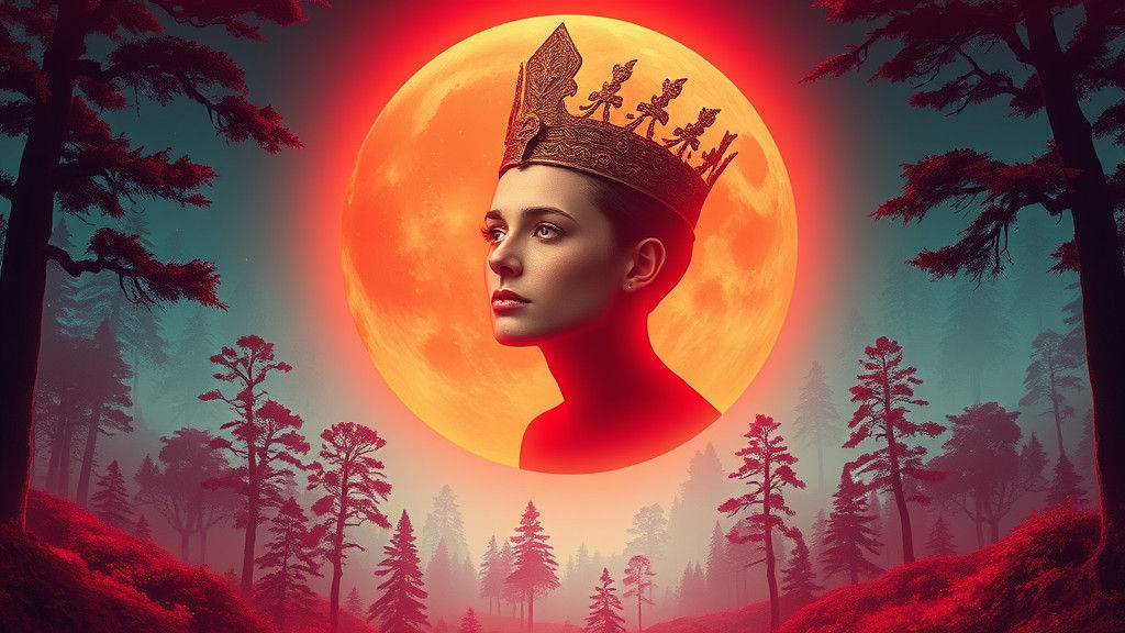 Ethereal Portrait Above Forest in Fantasy Illustration Style