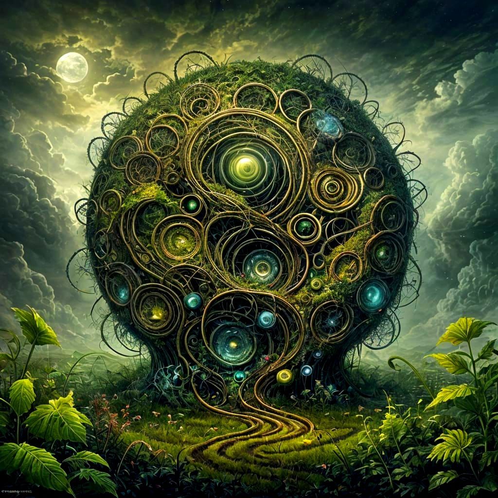 Surreal Eldritch Garden of Brambles and Nettles