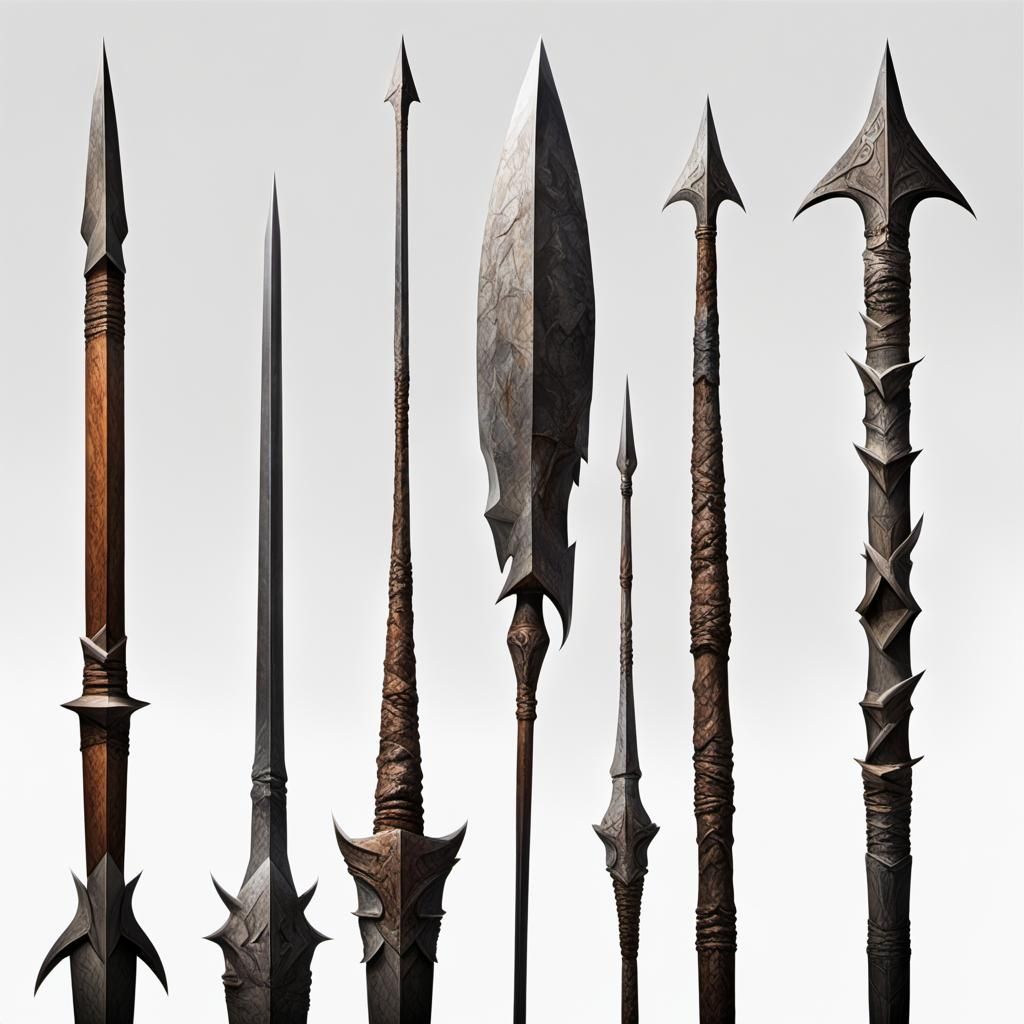 Ancient Spears on White Background: Sinister Style