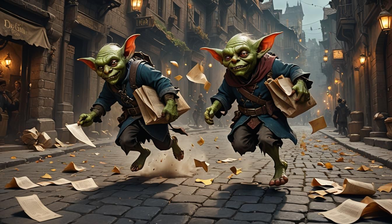 Goblin Chase Through Medieval City Streets
