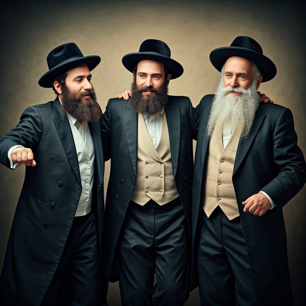 Joyful Dance of Jewish Men in Traditional Attire