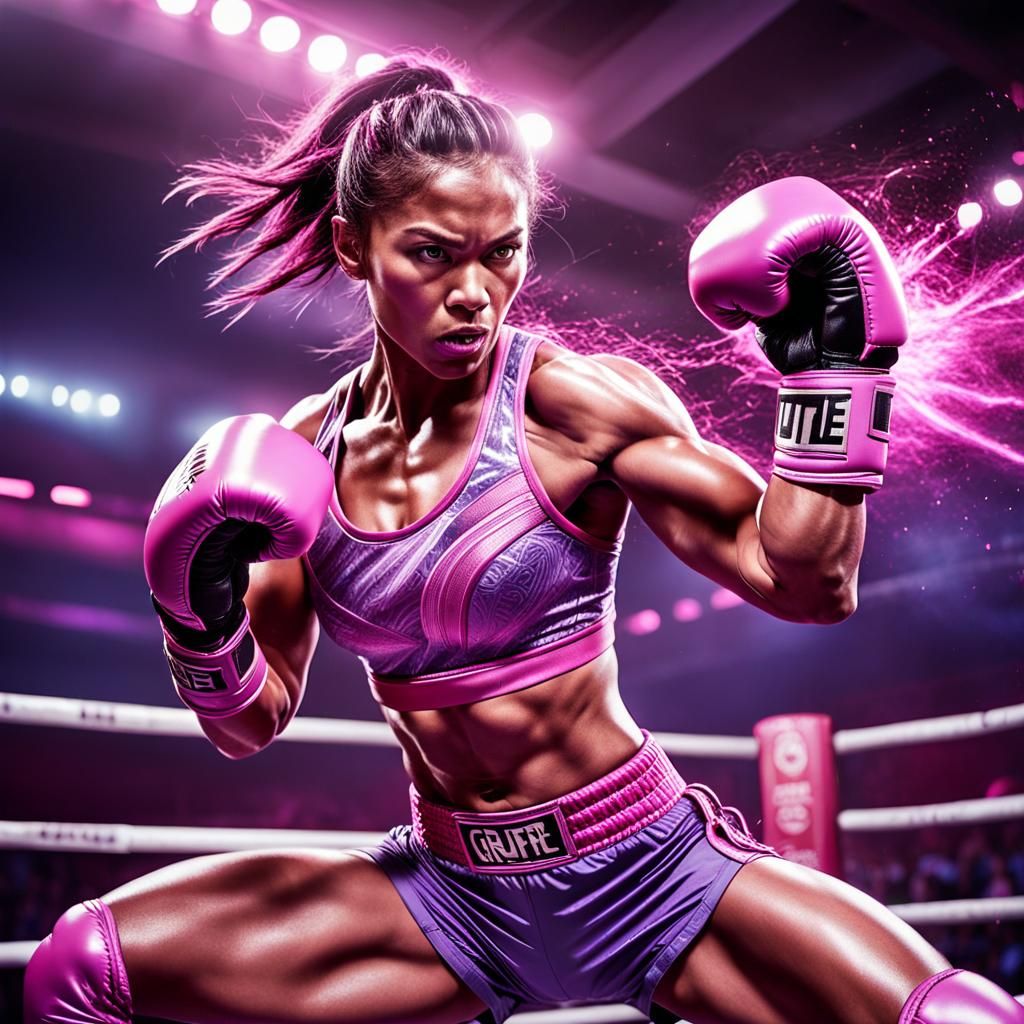 Powerful Woman Warrior in Anime Style