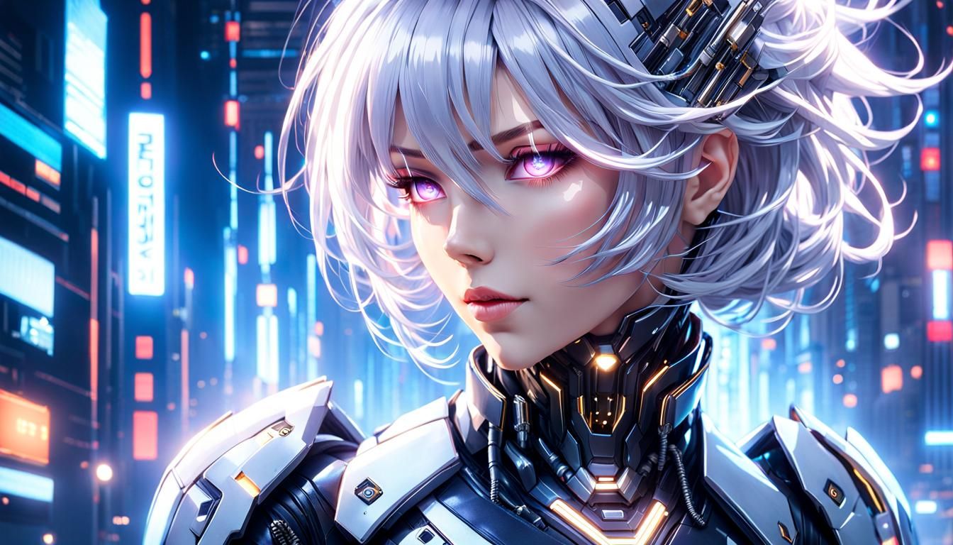 Cyberpunk Femme Fatale in Futuristic Armor