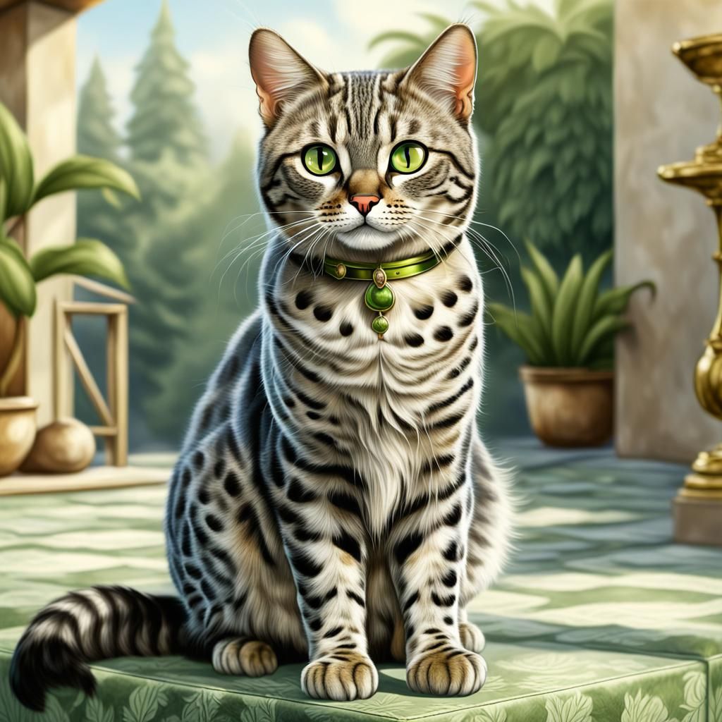 Elegant Egyptian Mau Cat with Bronze Fur