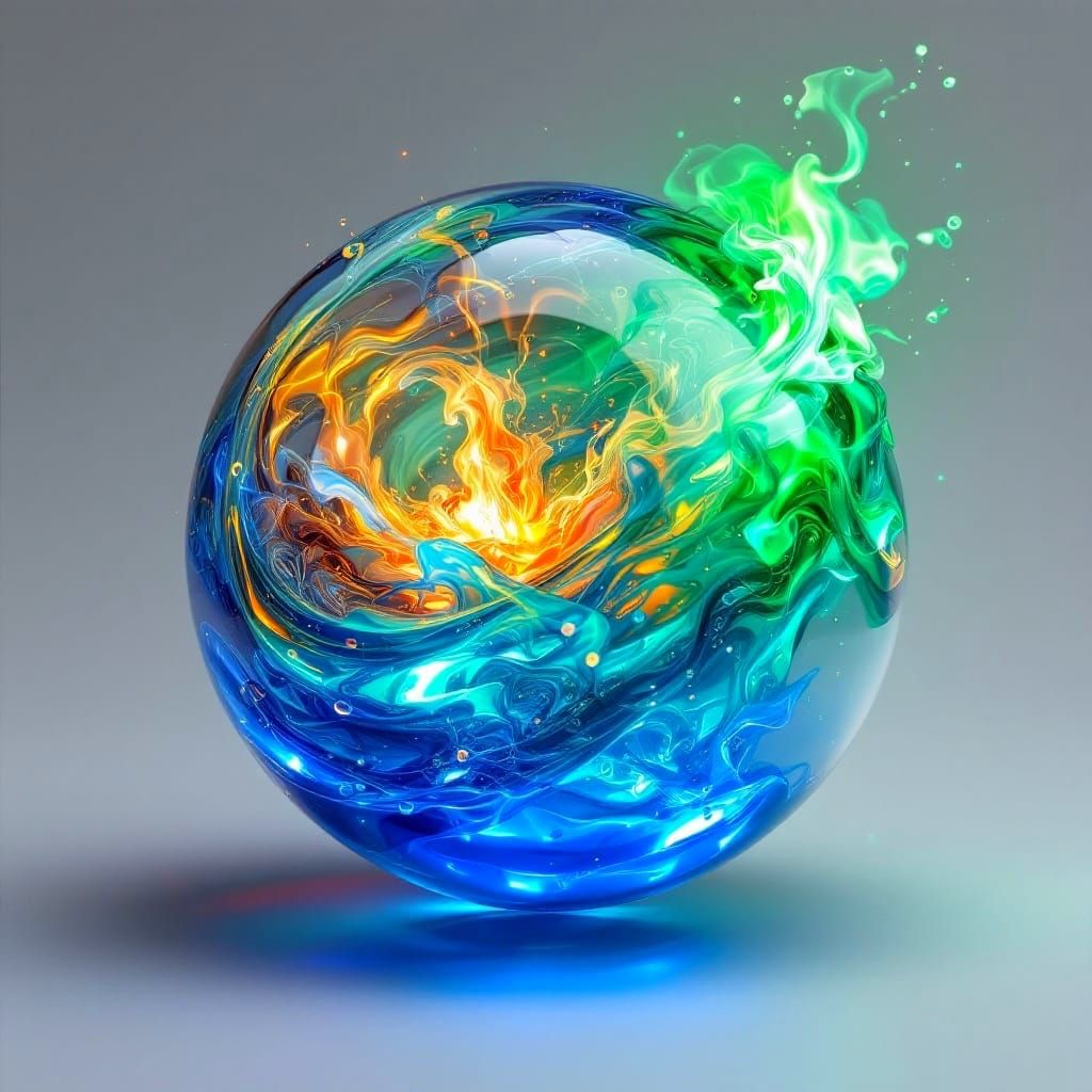 Surreal Blue Flame Swirls Ethereal Fire Embers in Fantasy Ar...