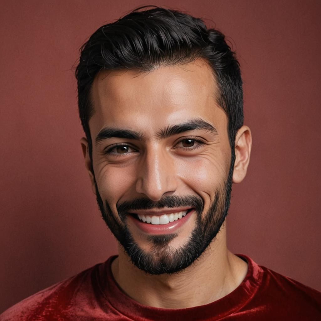 Handsome Man with Velvet Shirt, Impasto Oil Painting