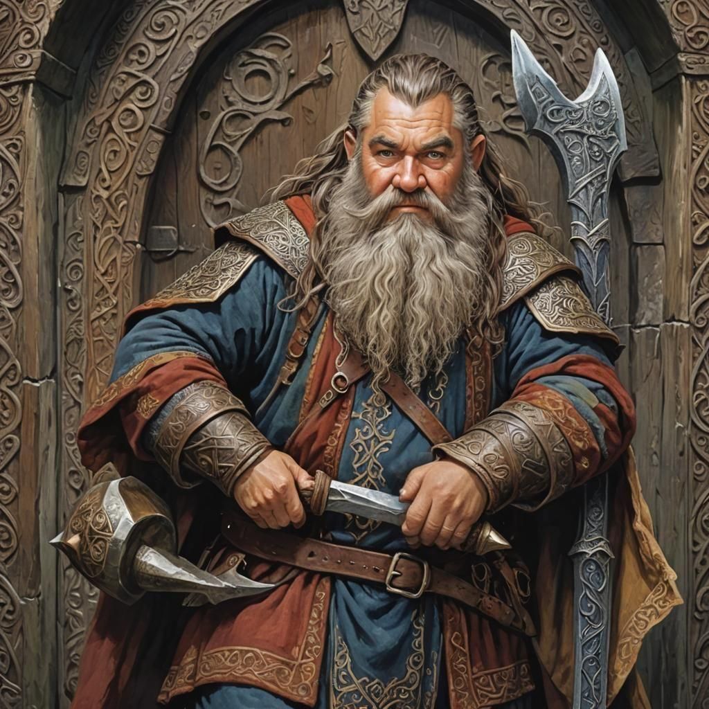 Proud Dwarf Warrior with Silver Axe