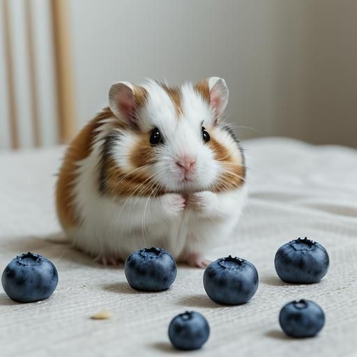 Hamster with Attitude Eats Blueberry Treat