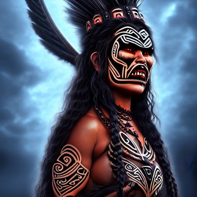 Hine-nui-te-pō: Maori Goddess in Digital Painting