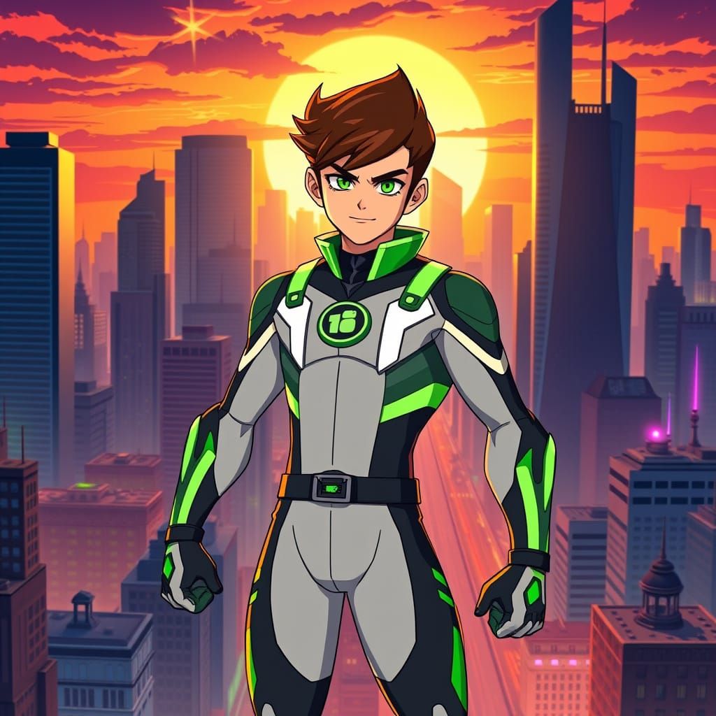 Heroic Ben 10 in his 20s, Anime-Style Hero