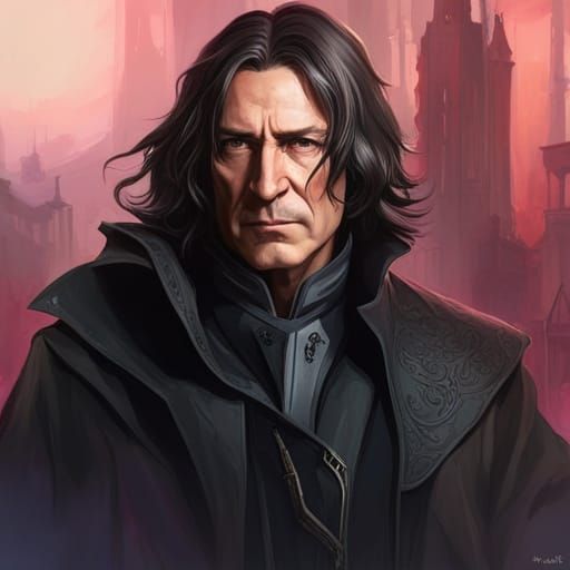 Sinister Portrait of Severus Snape in Art Nouveau Style