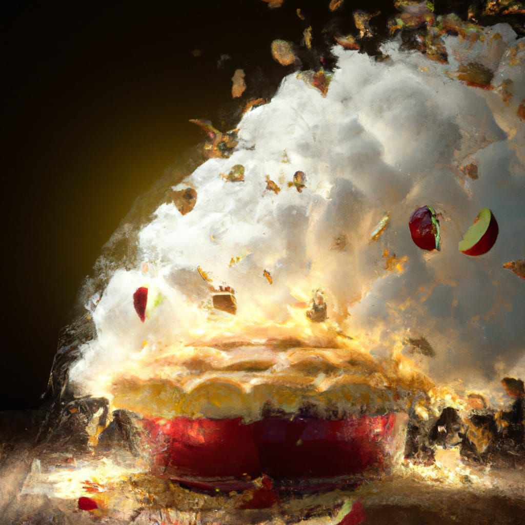 Exploding Apple Pie Cover Art in 3D