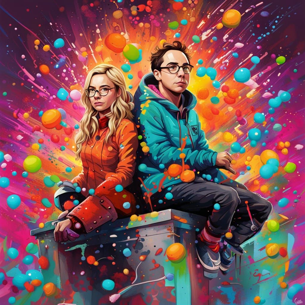 Penny and Leonard in Graffiti Art Style