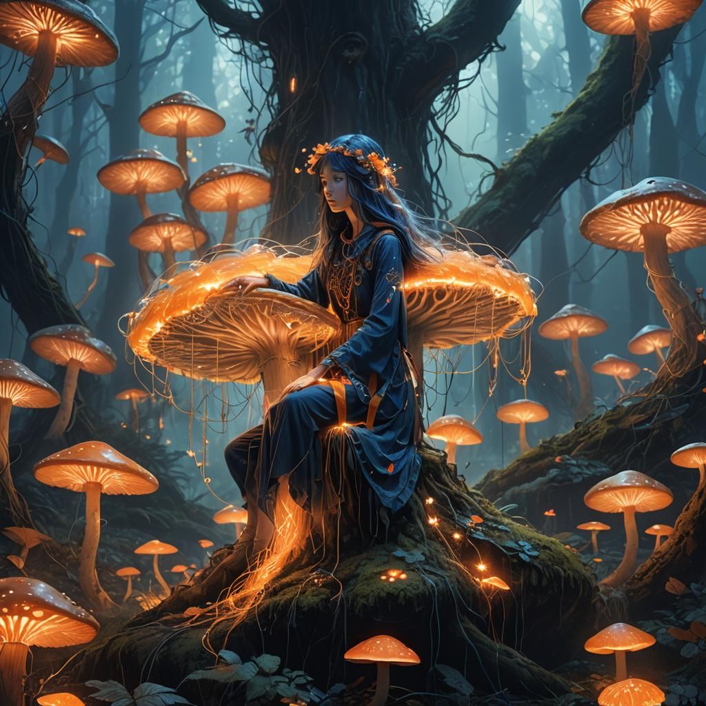 Dream Weaver in Mystical Forest Concept Art