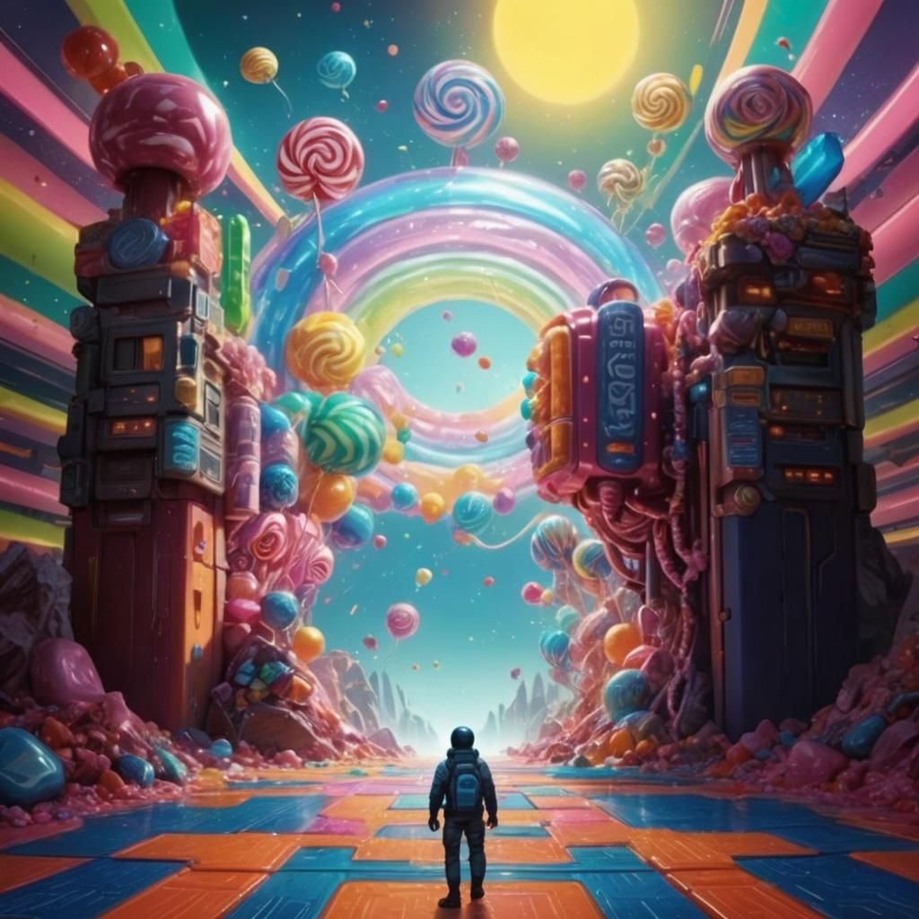 Sci-Fi Scene in Candy Art Style