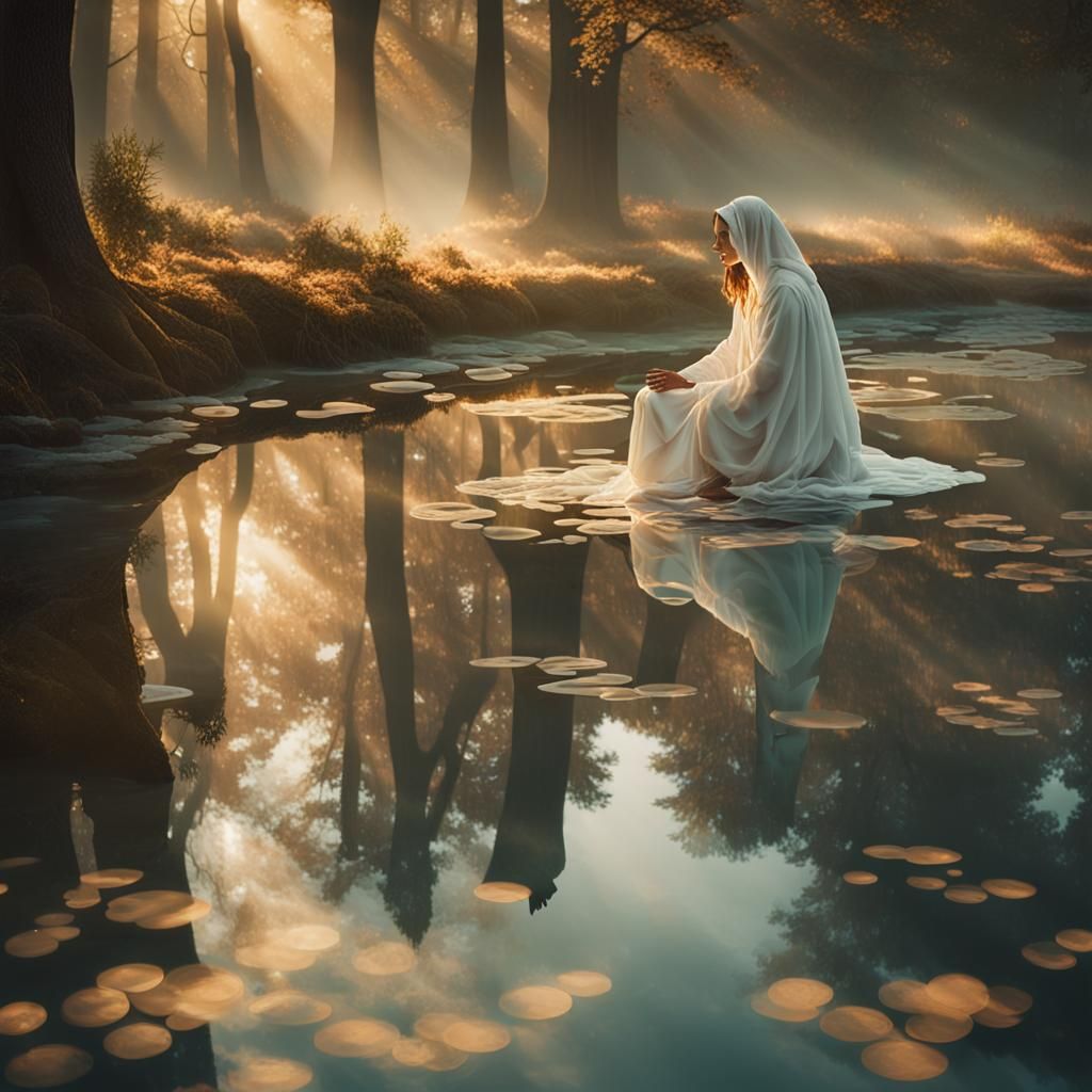 Goddess Hera in Misty Forest: Dark Fantasy Illustration