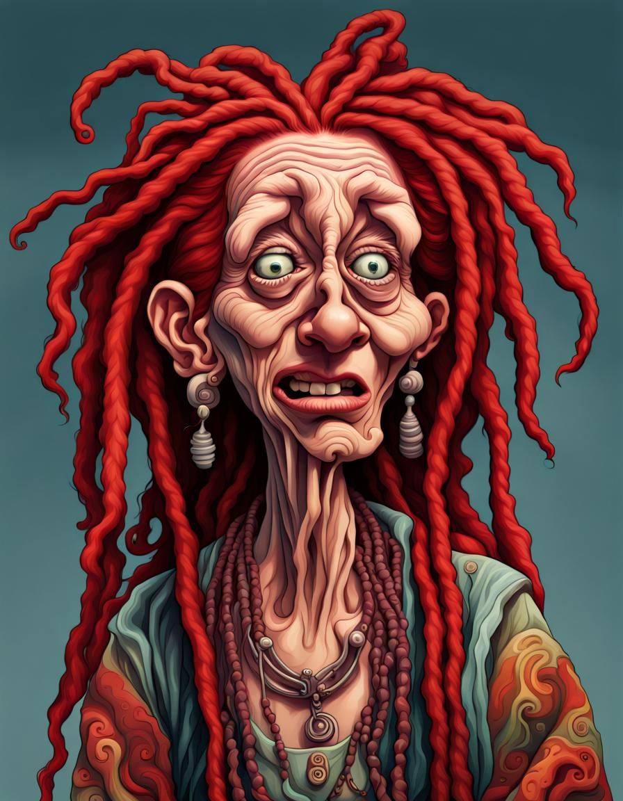 Caricature of an old Hippie Woman 😁