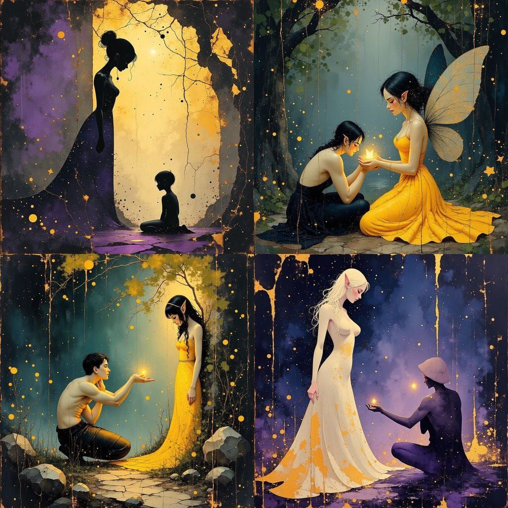 Elf Warrior and Fairy Queen in Ethereal Starlight