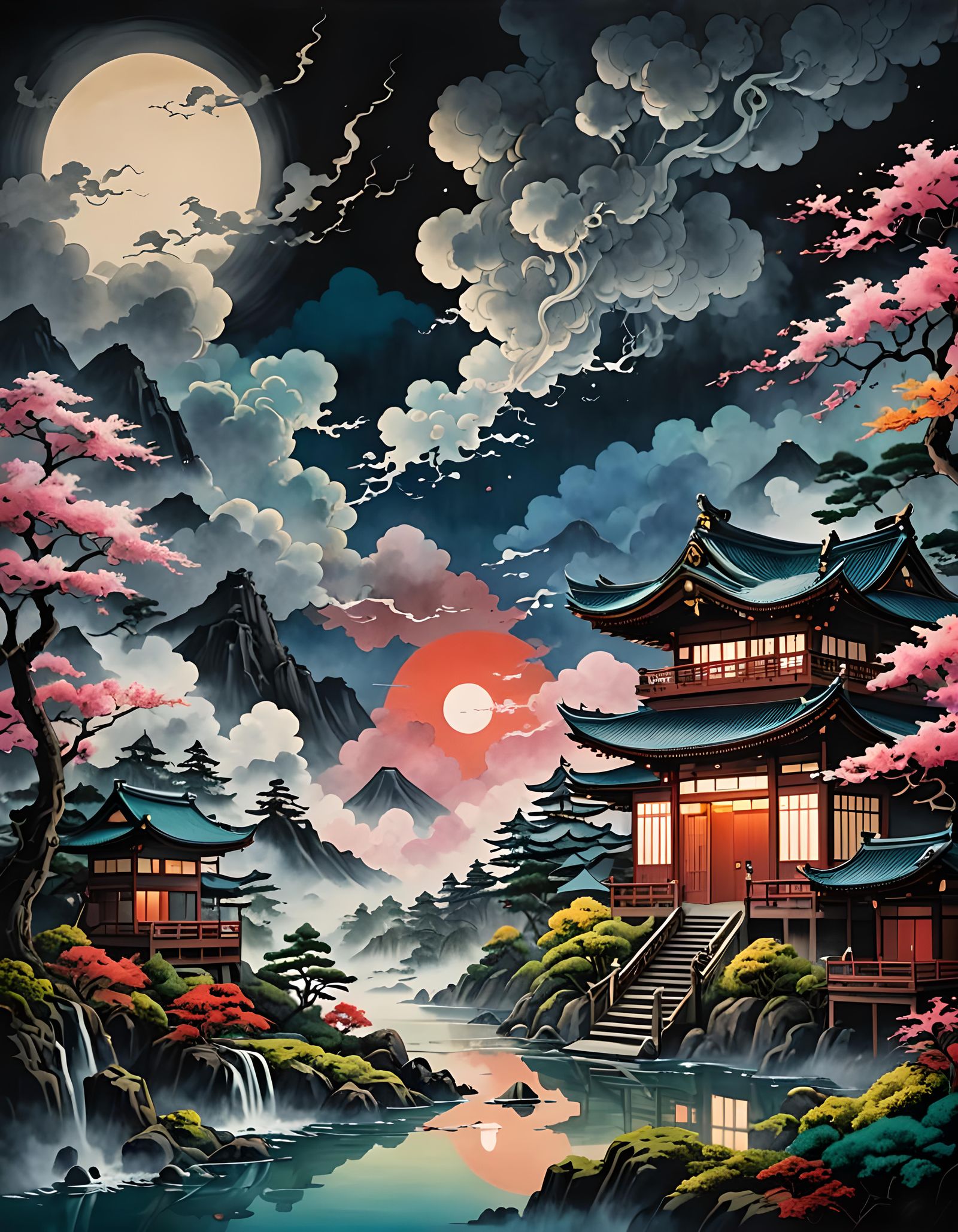 Ethereal Enenra Yokai in Japanese Painting Style