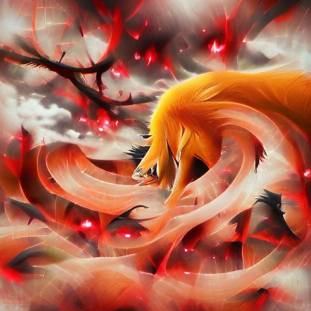 Naruto's Kurama: Nine-Tailed Fox Digital Illustration