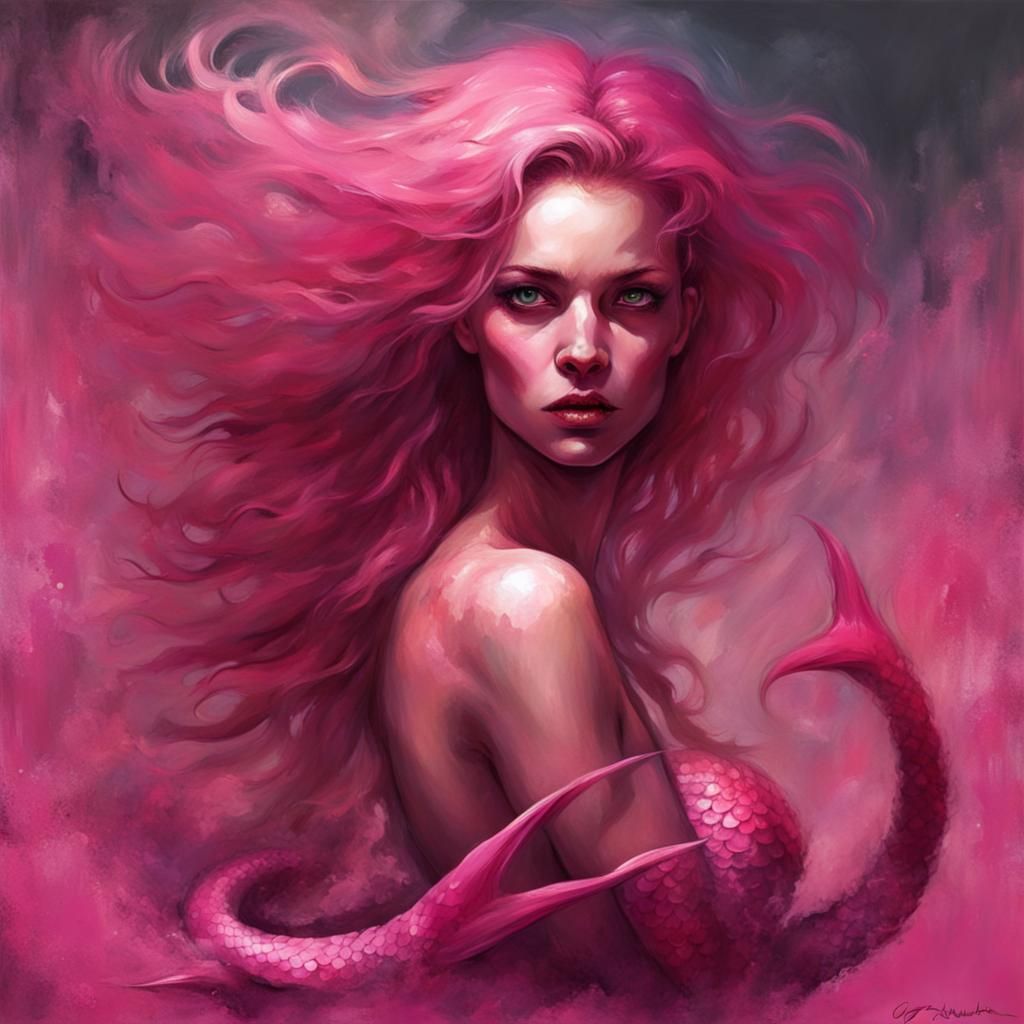 Sinister Pink Mermaid Art