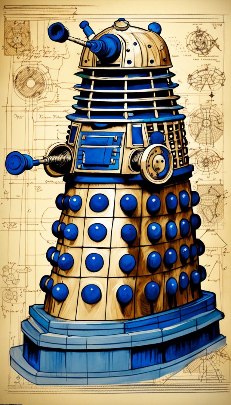 Dalek Schematic in Vibrant, Detailed Style