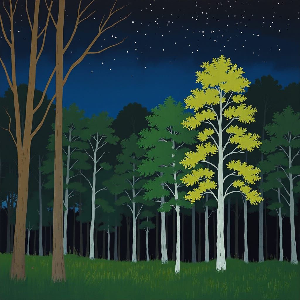 Ellsworth Kelly Style Night Forest Scene