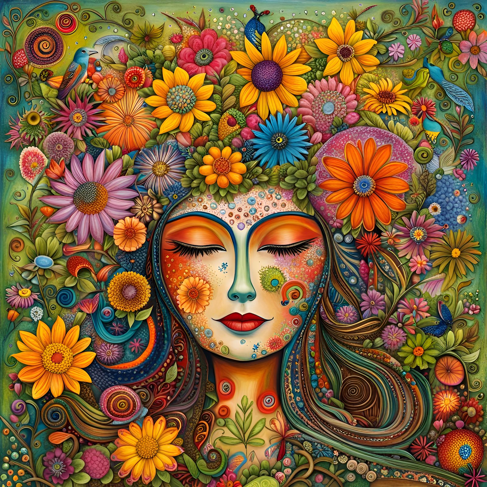 Gaia Mother Earth in Art Brut Style