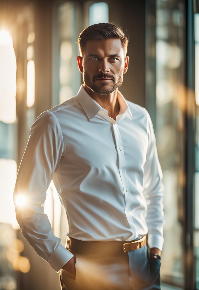 Elegant Gentleman Portrait with Bokeh Effect in Golden Light