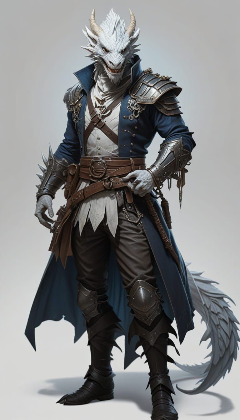 Ghostly Dragon Privateer Captain in Detailed Digital Paintin...