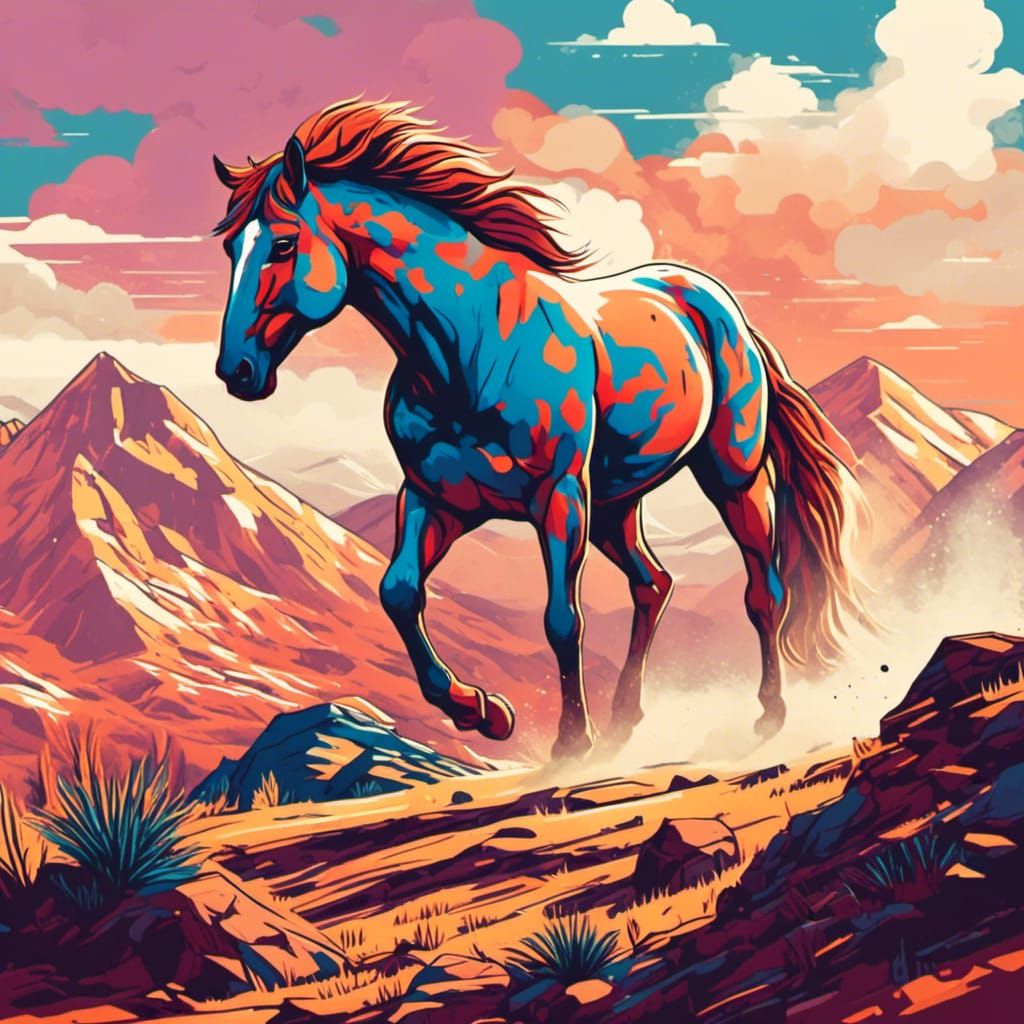 Wild Horse in Screen Printing Style