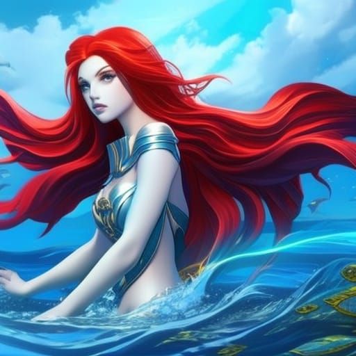 Mermaid Queen with Beta Fish Tail in Ocean
