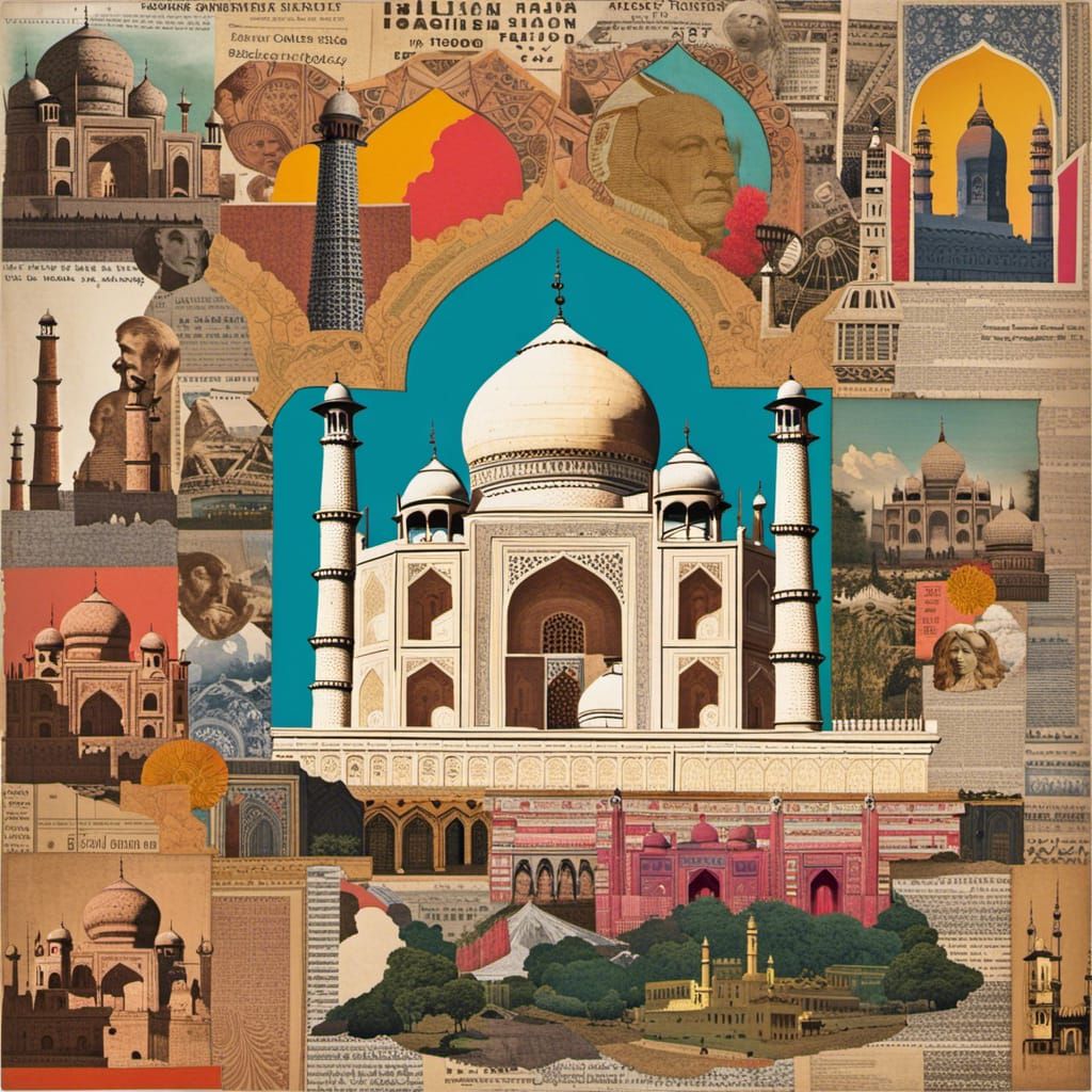 Colorful Taj Mahal Collage Art
