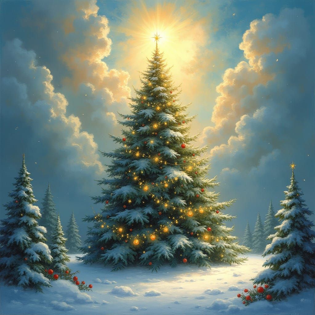 Divine Christmas Tree with Ethereal Glow
