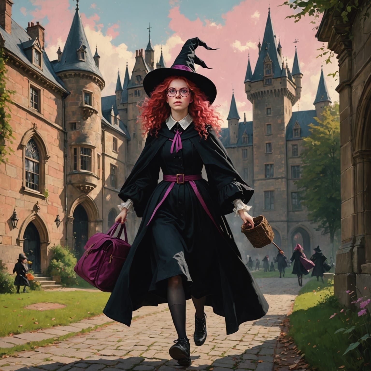 Teenage Witch Running Late, Artwork Inspired by Alfred Steve...