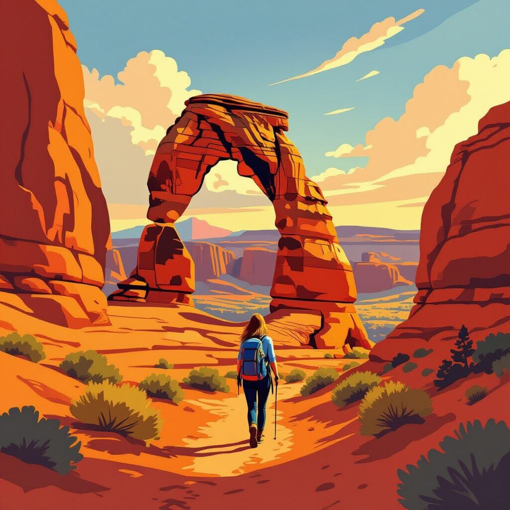 Utah Arches Landscape in Classic Painting Style