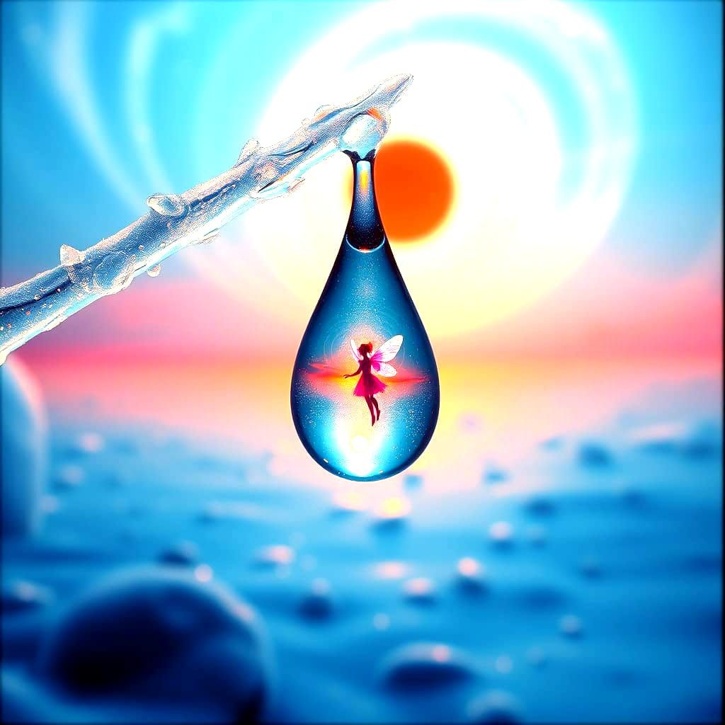 Ethereal Fairy in a Kaleidoscopic Water Droplet