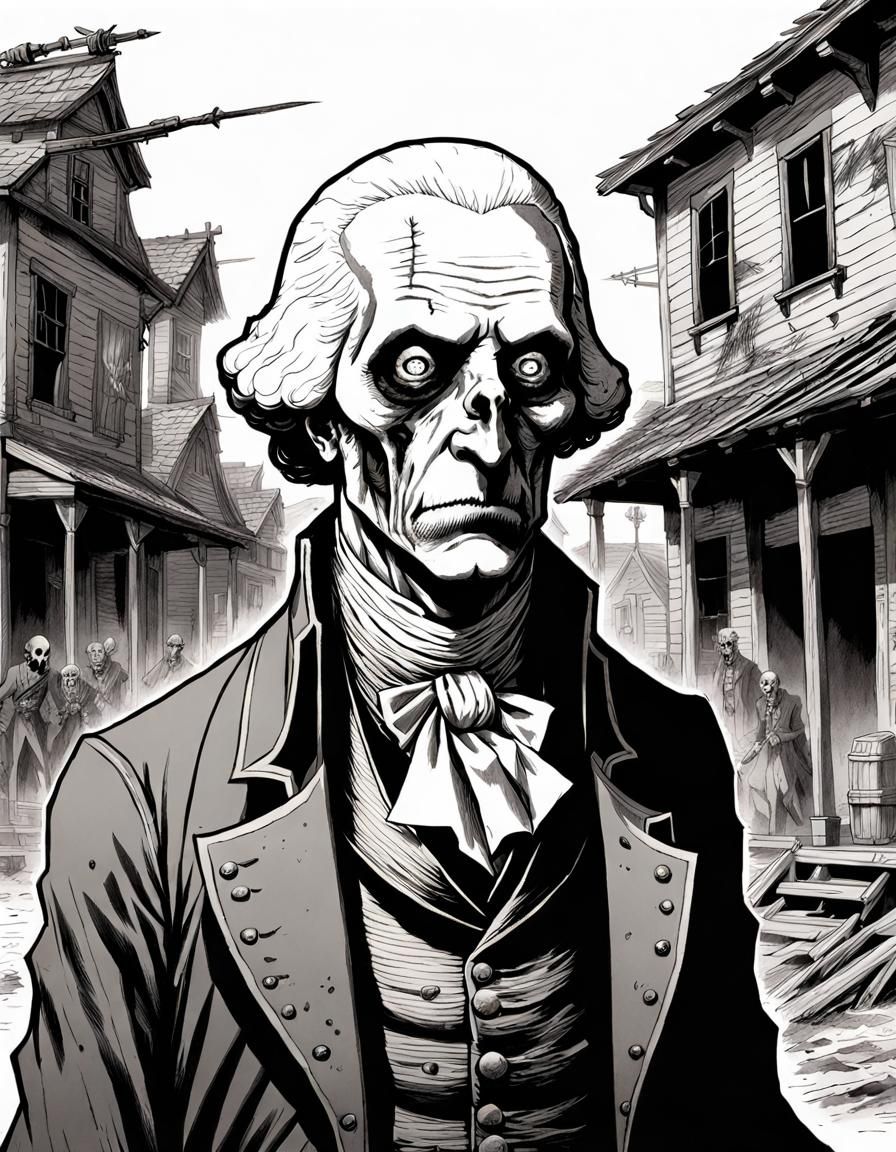 Zombie George Washington Invades Western Town: Anime Style