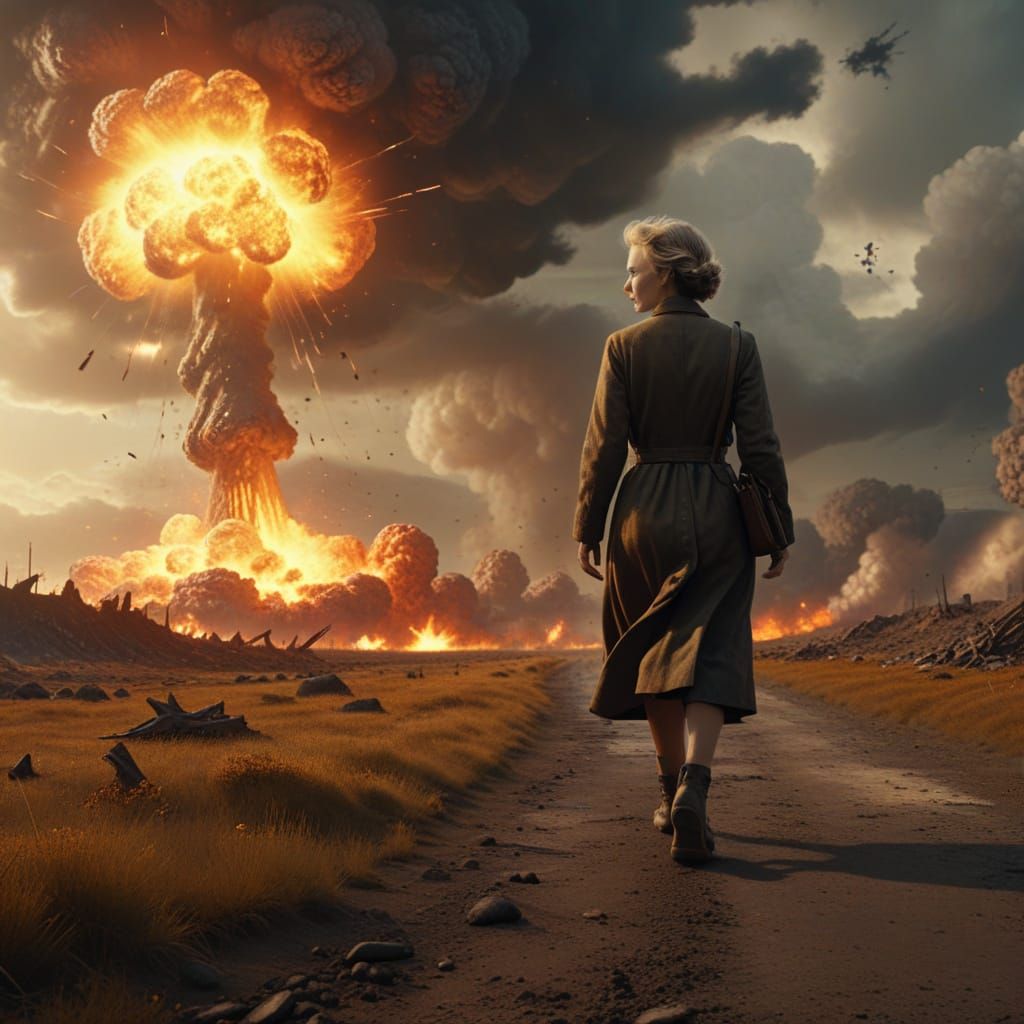 Marie Curie: Nuclear Silhouette in Digital Art