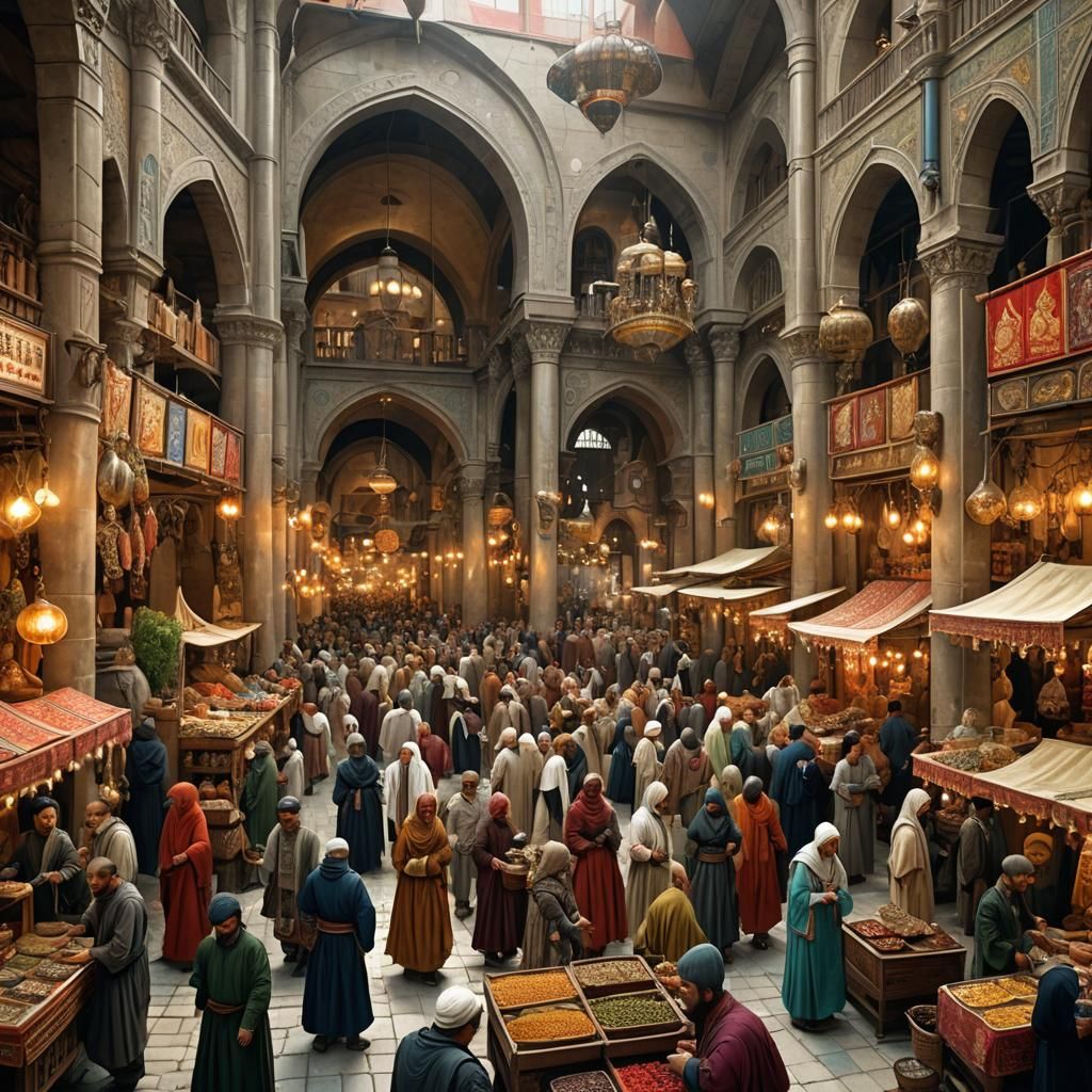 Constantinople Grand Bazaar: Medieval Marketplace Art