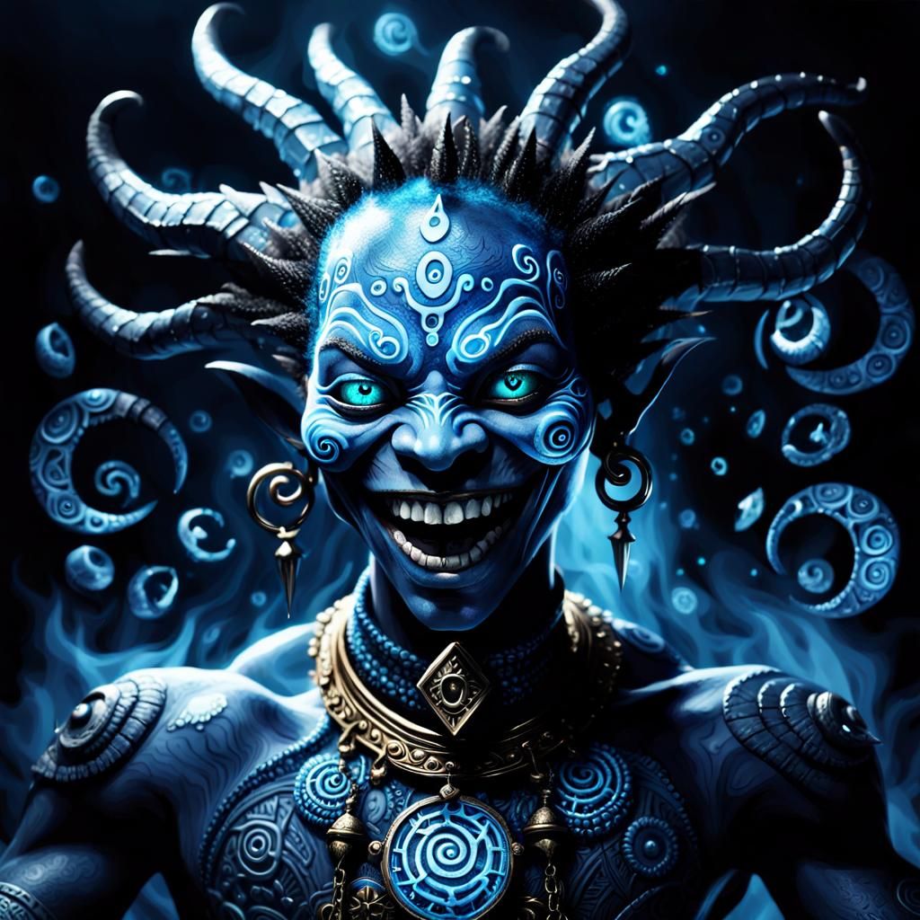 Evil Blue Mamba in Dark Fantasy Art