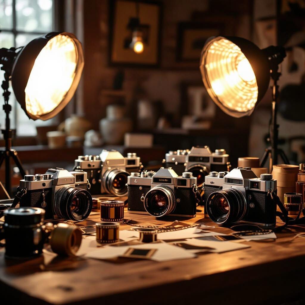 Nostalgic Photography Studio with Vintage Film Cameras