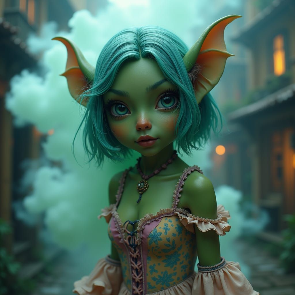 Goblin-Elf Hybrid in Dystopian, Biomechanical Setting