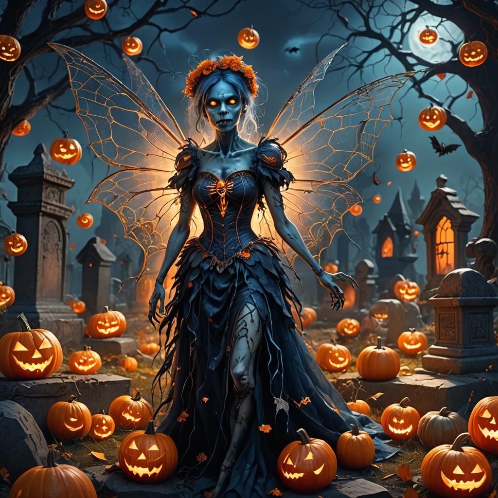 Zombie Halloween Fairy in Dark Fantasy Style