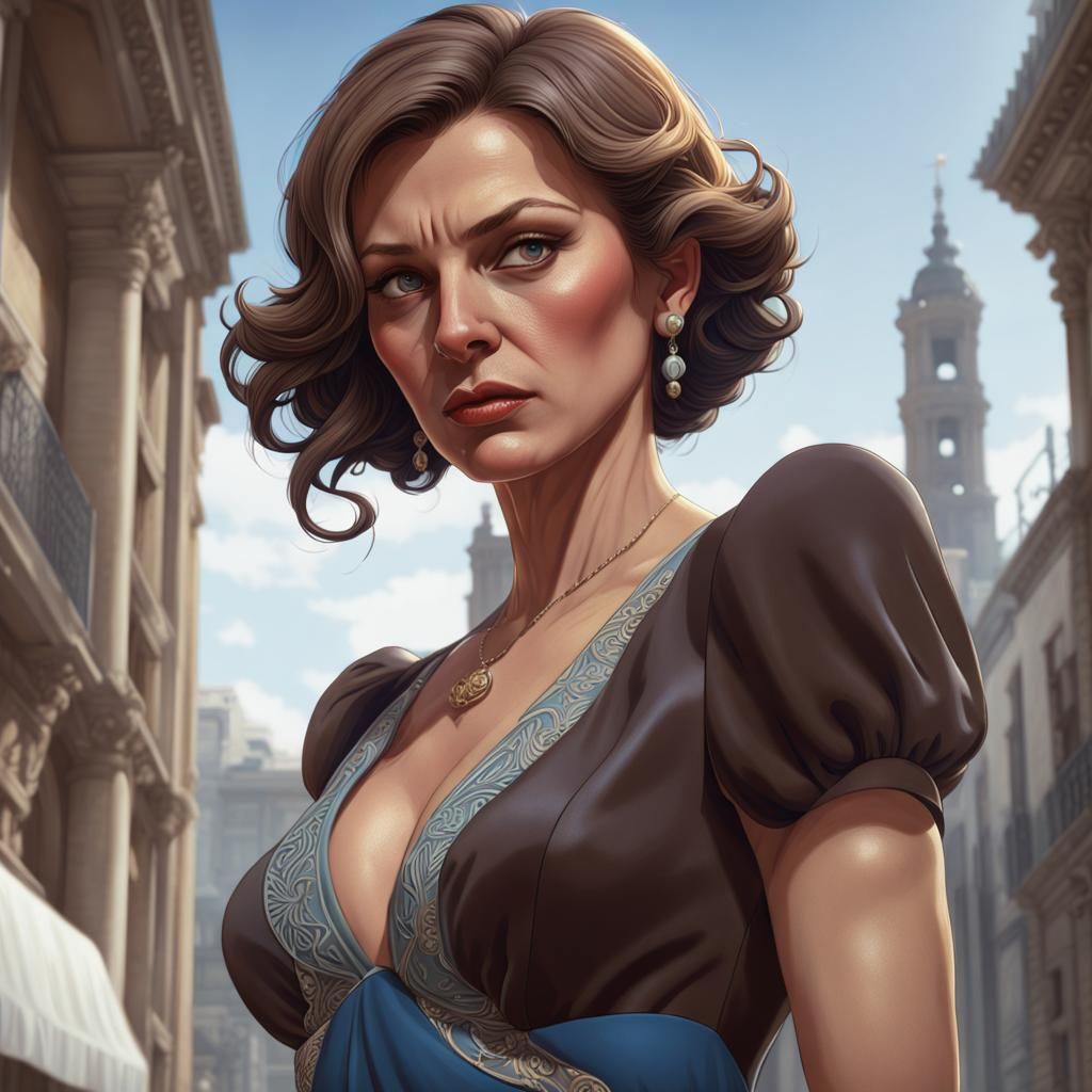 Italian Mob Boss Portrait in Digital Art Style