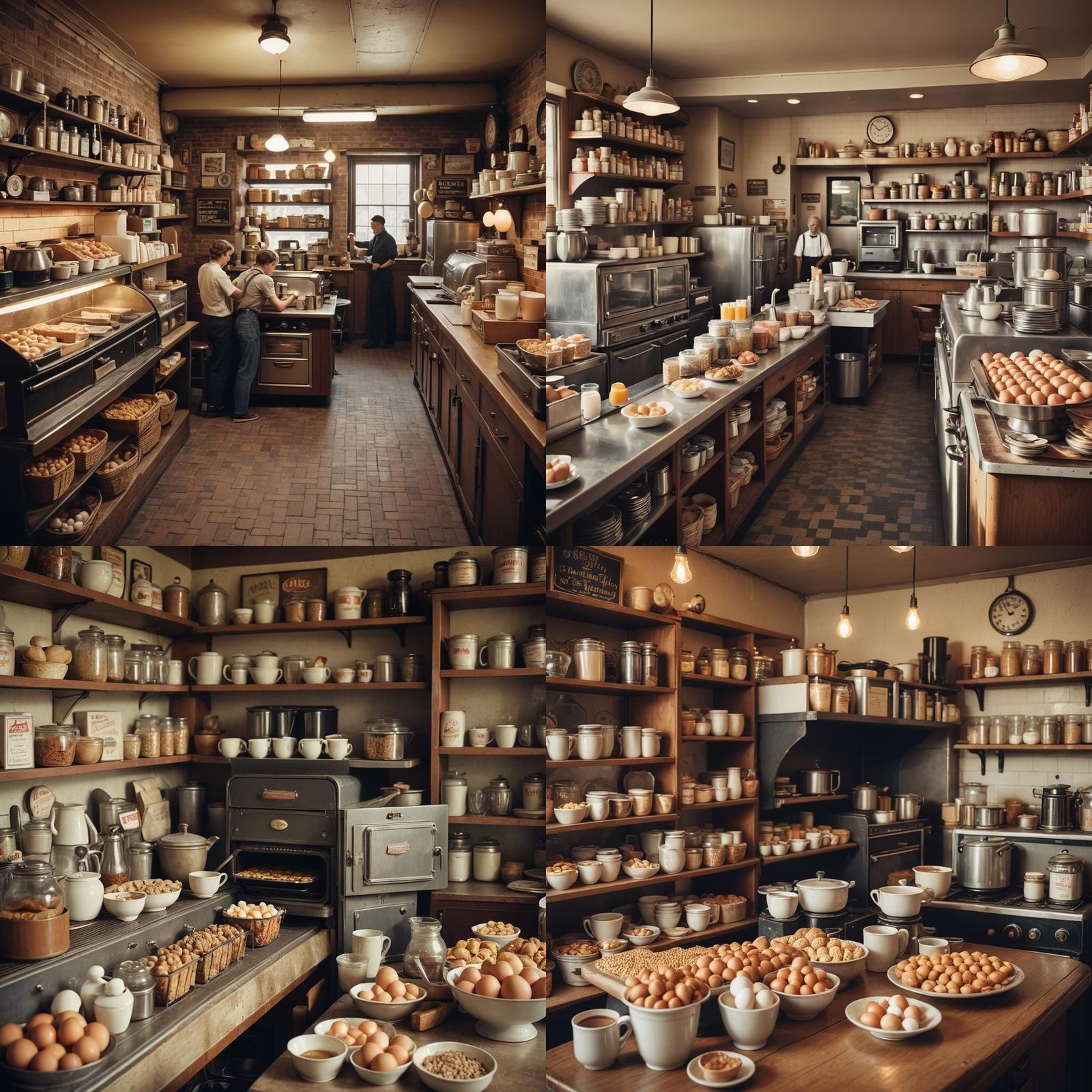 Nostalgic 1940s Cafe Interior with Natural Lighting