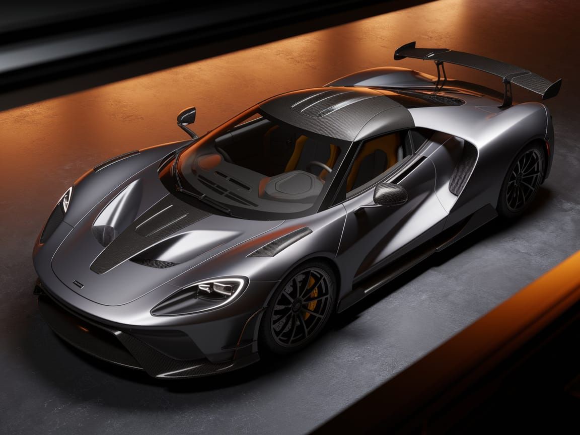 Angular Metallic Gray Hypercar in Garage