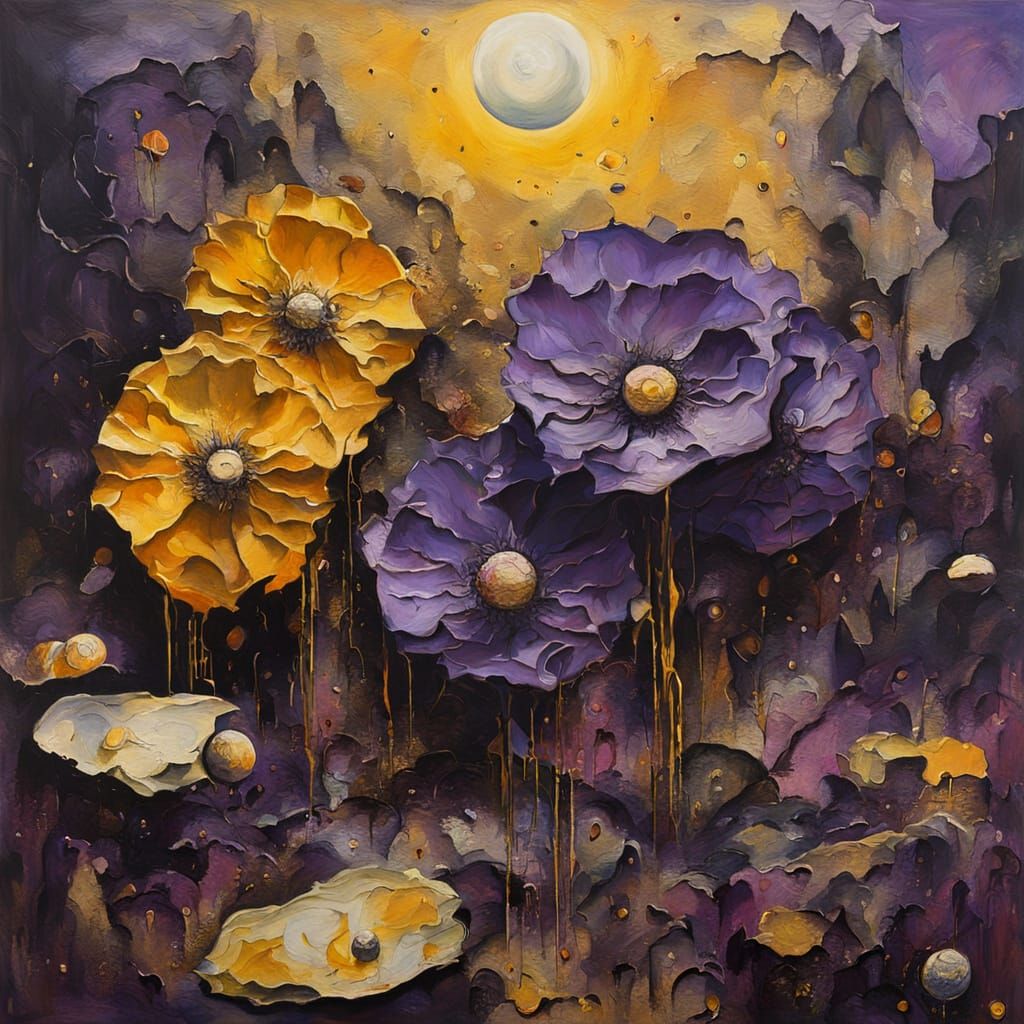 Ethereal Gouache Blooms in Abandoned Gallery