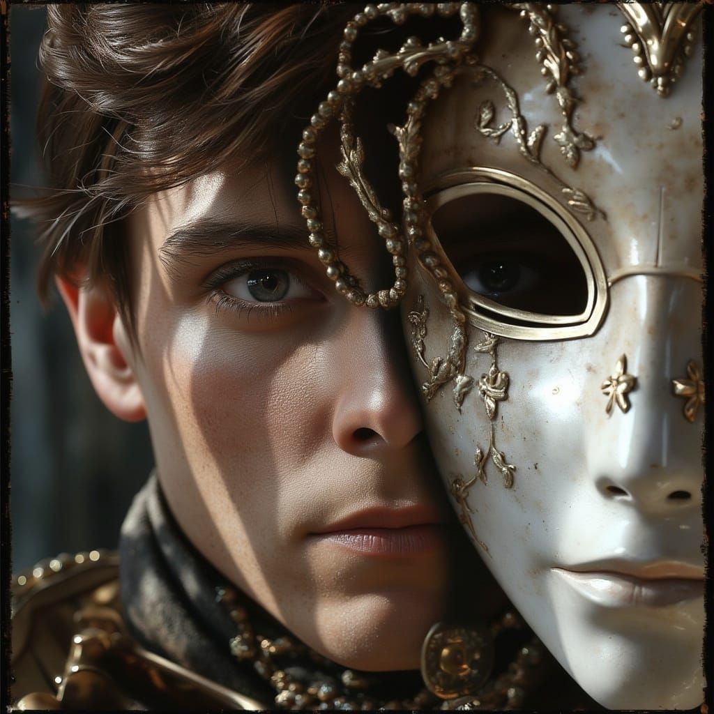 Man in Venetian Mask: Baroque Portrait