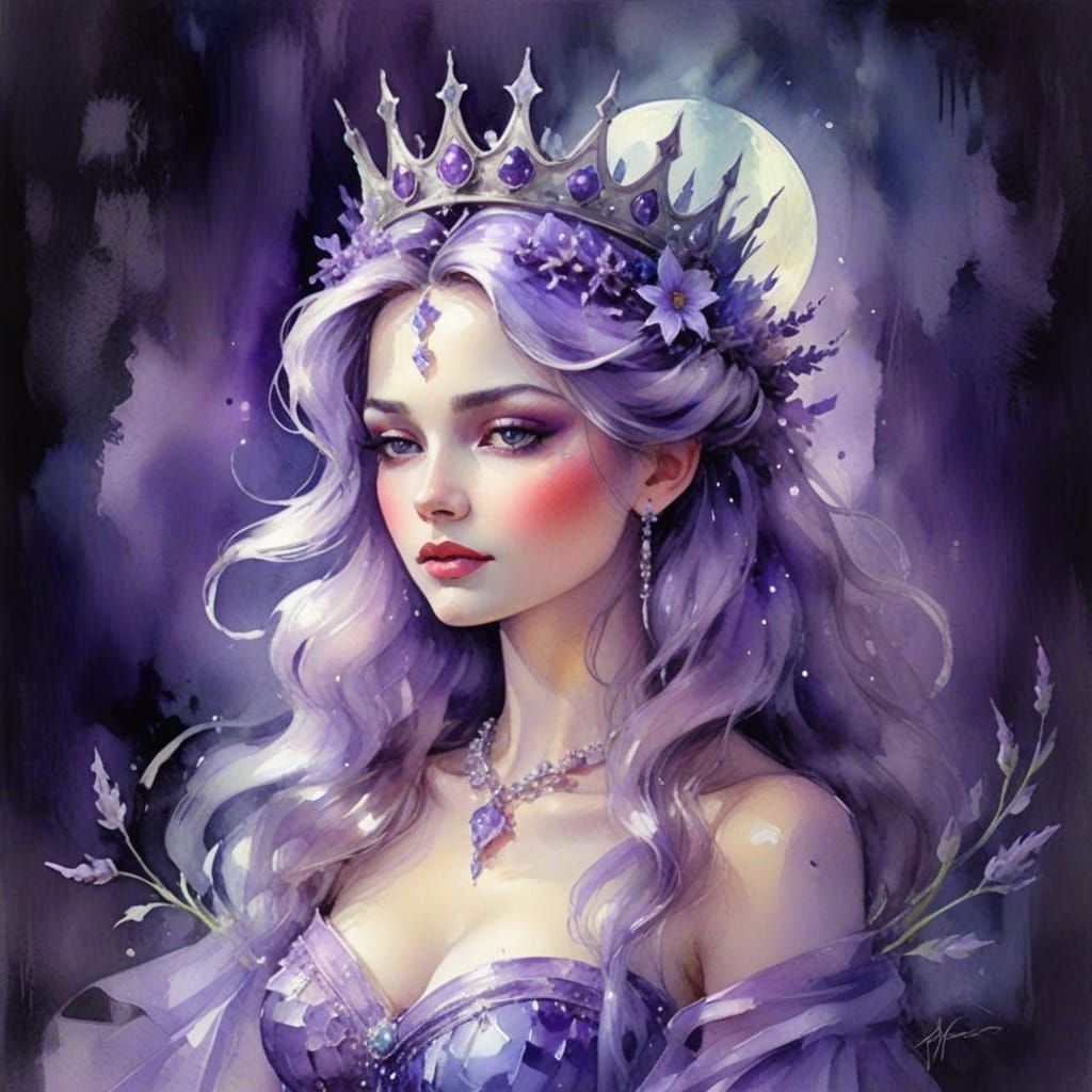 Ethereal Lavender Princess in Moonlit Majesty